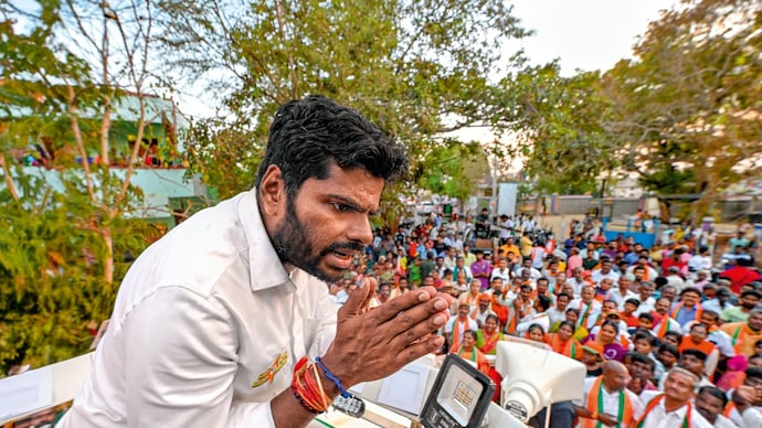 BJP leader K Annamalai on Tuesday opposed the CBSE's notification mandating three languages in the curriculum for Class 9 students. (File photo) K Annamalai ITG
