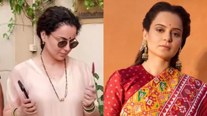 Kangana Ranaut has issued a clarification on her viral look. (left) Kangana Ranaut