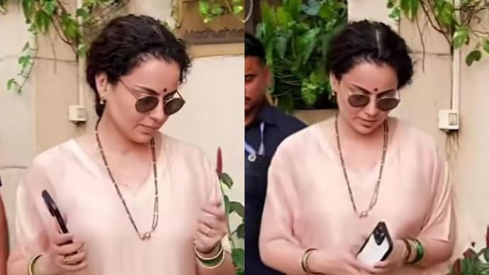 Kangana Ranaut was seen wearing a mangalsutra that sparked buzz online. (Photo: Video screengrab)