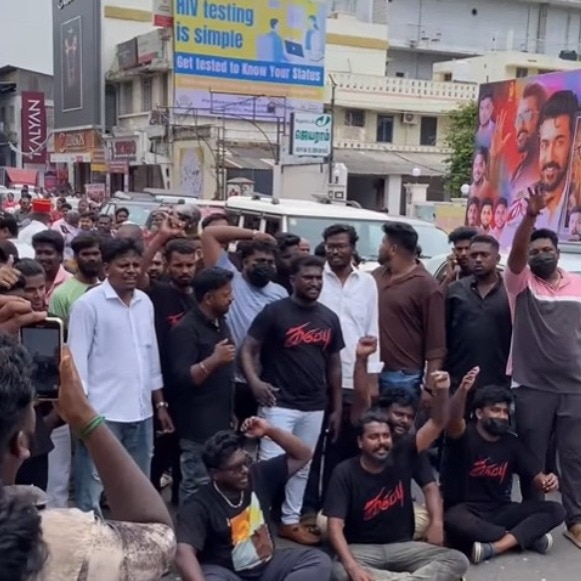 Suriya fans protest in Puducherry as Karuppu release faces last-minute delay