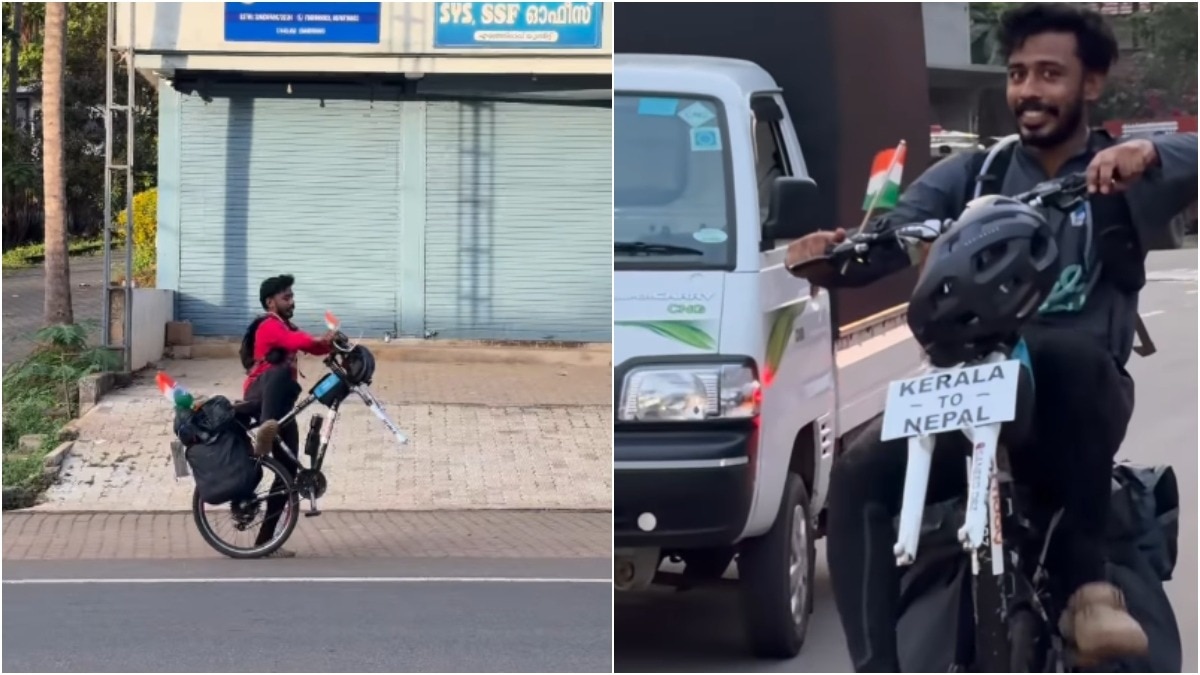 Man travels from Kerala to Nepal on a one-wheel cycle like gravity is optional