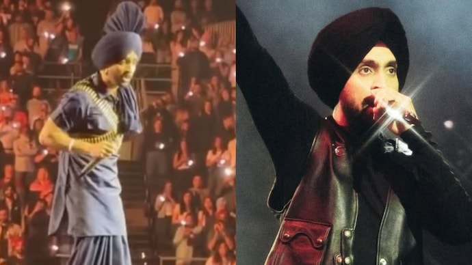 Diljit Dosanjh interacting with crowd during a concert/ his still during performance (Photo: Video screenshot/ Instagram - Diljit Dosanjh) Khalistani aa gaye hoye: Diljit Dosanjh says he's targeted in both India and abroad