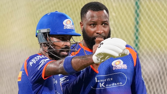 Kieron Pollard was fined for using abusive language at a match official in PBKS vs MI clash. (Image: PTI) Kieron Pollard