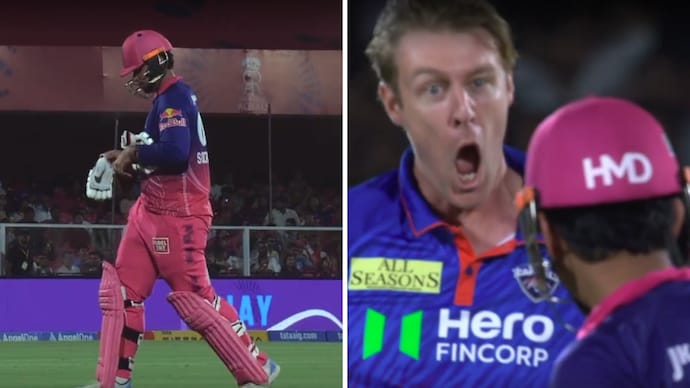 Kyle Jamieson got rid of Vaibhav Sooryavanshi at the Sawai Mansingh Stadium in Jaipur. (Image: Screengrab/JioHotstar) Kyle Jamieson, Vaibhav Sooryavanshi, RR vs DC, IPL 2026