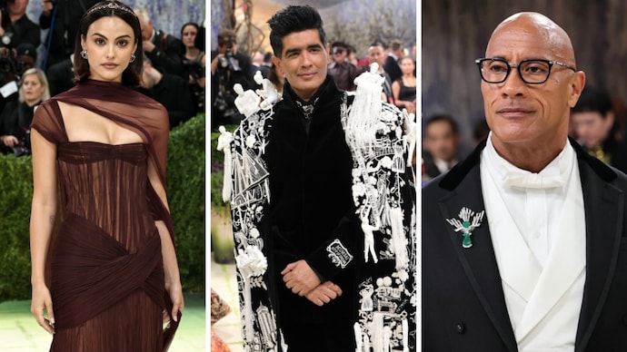 (L-R) Camila Mendes, Manish Malhotra, and Dwayne Johnson at the Met Gala | Photos: Instagram (L-R) Camila Mendes, Manish Malhotra, and Dwayne Johnson at the Met Gala | Photos: Instagram(L-R) Camila Mendes, Manish Malhotra, and Dwayne Johnson at the Met Gala | Photos: Instagram