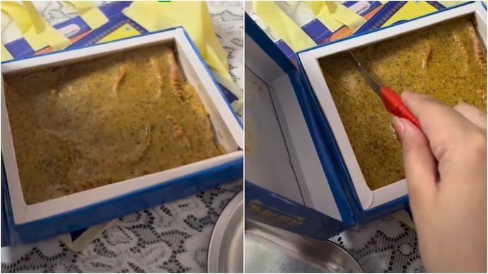 A video from Delhi showed how a box of mithai melted due to the heatwave. (Photo: Instagram) laddoo