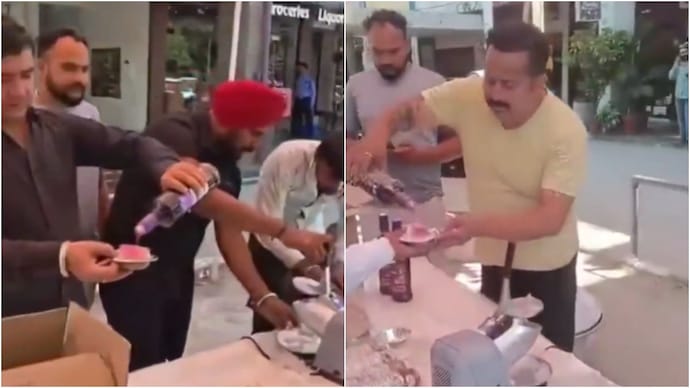 A liquor shop in Chandigarh has gone viral after serving alcohol on ice golas. (Photo: X) liquor