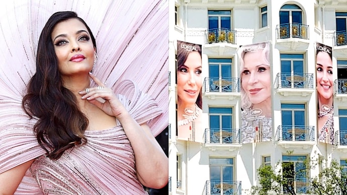 Aishwarya Rai Bachchan (L) was not featured on the L'Oreal posters at Cannes (Photo: PTI/ Instagram) L'Oreal reacts after fans flag 'living legend' Aishwarya's absence from Cannes ad