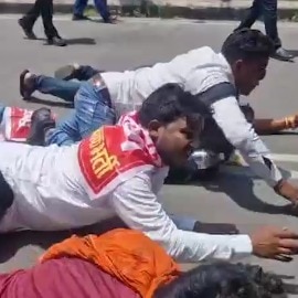 UP teachers recruitment scam: Protesters crawl to BJP minister’s residence