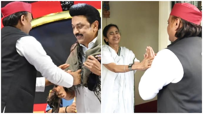 Samajwadi Party chief Akhilesh Yadav took a swipe at the Congress after it snapped ties with the DMK in Tamil Nadu. M. K. Stalin,Mamata Banerjee