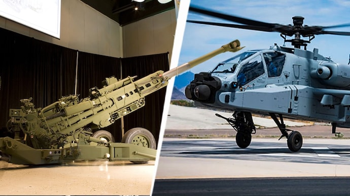 M777A2 Ultra-Light Howitzers and AH-64E Apache attack helicopters. (Photo: US Army, Boeing) M777A2 Ultra-Light Howitzers and AH-64E Apache attack helicopters. (Photo: US Army, Boeing)