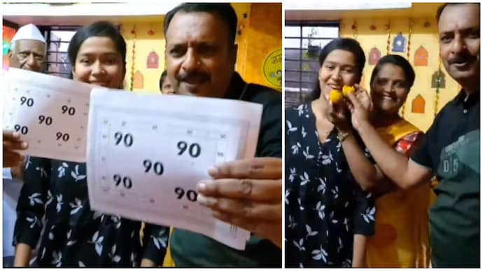 Maharashtra family shows off daughter’s 90% in Class 12 with Bhagam Bhag dance (Photos: Kalpana Mundada/Instagram) Maharashtra family shows off daughter’s 90% in Class 12 with Bhagam Bhag dance