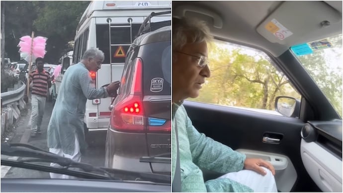 A video shows a man walking up to a car and reminding the passengers not to litter. (Photo: Instagram) man uk