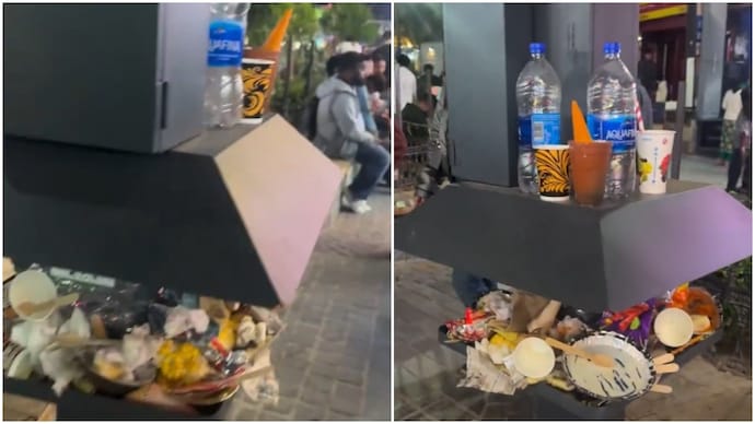 A video of a charging point in Manali stashed with litter has gone viral. (Photo: X) manali trash