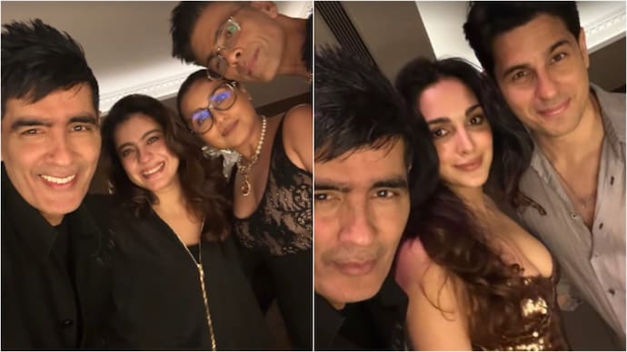 Manish Malhotra (left) shared inside photos from Karan Johar's birthday bash. (Credit: Instagram/@manishmalhotra) Manish Malhotra, Karan Johar