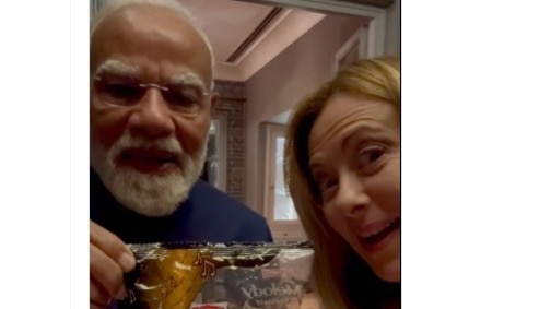 Video: PM Modi and Italian PM Meloni's new viral moment ft. Melody toffees