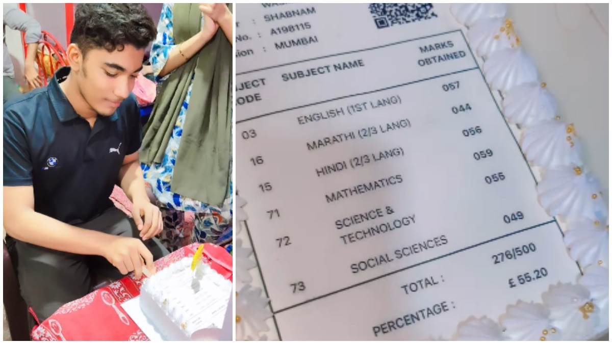 Mumbai family celebrates son's 55% exam results with marksheet-themed cake