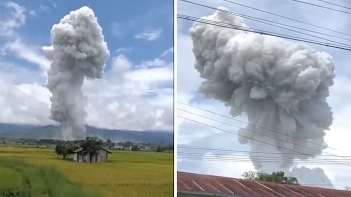 Photos and videos shared by local media showed thick smoke rising above the village. (Photo: X)