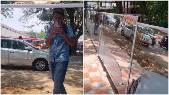 Mysuru’s mirror-on-wall hack to stop public urination goes viral (Photos: @in_mysuru/Instagram) Mysuru’s mirror-on-wall hack to stop public urination goes viral