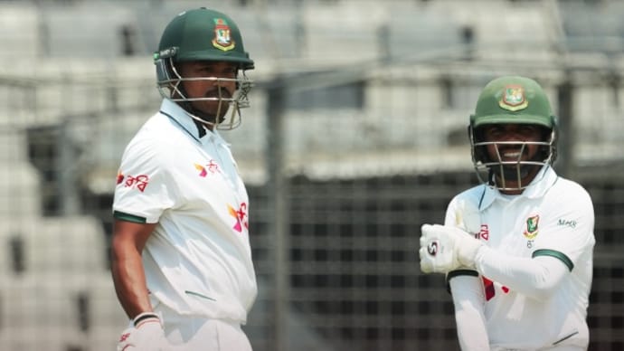 Bangladesh dominated Day 1 of the Mirpur Test. Courtesy: Bangladesh Cricket Najmul Hossain Shanto, Mominul Haque