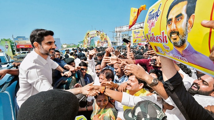 HERE COMES THE SON: Lokesh meets TDP supporters in Tirupati after becoming party’s working president.