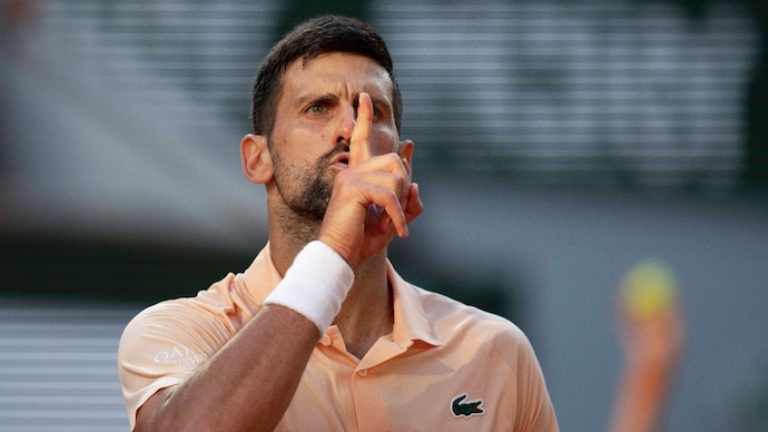 Djokovic beat Valentin Royer in four sets after 3-hour-44-minute battle. (Reuters Photo) Novak Djokovic. French Open 2026