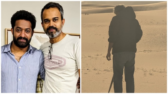 Jr NTR and Prashant Neel (left); a new still from NTRNeel (right). (Credit: @NTRNeelFilm) Calm before the storm: NTRNeel new still released ahead of first glimpse. See here