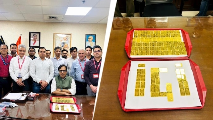 Officials with the recovered gold