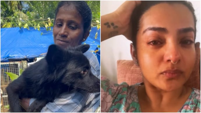 Parvathy Thirovothu (right) speaks on the death of animal rescuer Sunita Smita. Parvathi Thirovothu
