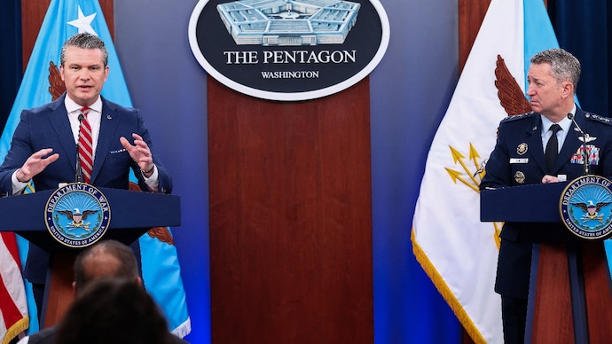 US Secretary of Defense Pete Hegseth and Chairman of the Joint Chiefs of Staff General Dan Caine hold a briefing on the Iran war. (Photo: Reuters) U.S. Secretary of Defense Pete Hegseth and Chairman of the Joint Chiefs of Staff General Dan Caine hold a briefing on the Iran war, at the Pentagon in Washington, D.C., U.S., May 5, 2026. REUTERS/Kevin Lamarque