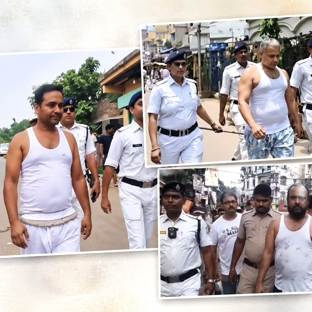 Head shaved, hands cuffed: Bengal cops parade arrested TMC goons in undergarments