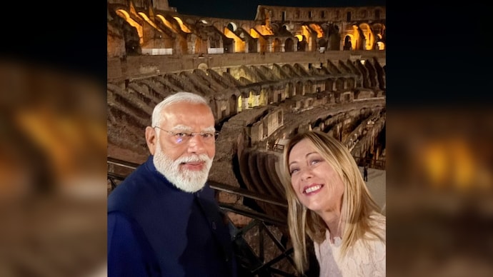 Prime Minister Narendra Modi with Italian Prime Minister Giorgia Meloni at Rome’s Colosseum. (Photo: X/GiorgiaMeloni) Prime Minister Narendra Modi with Italian Prime Minister Giorgia Meloni at Rome’s Colosseum.