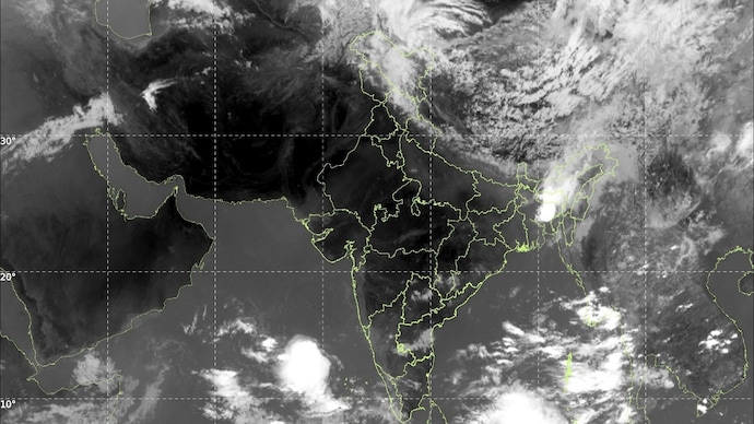 The satellite image shows dense, cold cloud tops curling over the western Himalayas. (Photo: IMD) Rain alert