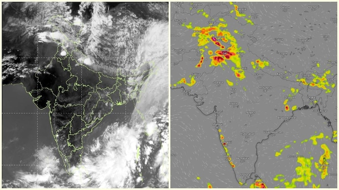 The satellite image reveal cloud developments over North India. (Photo: IMD/Windy) Rain alert today
