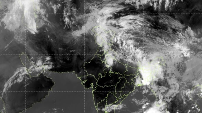 A satellite image shows a weather system civerging over India. (Photo: IMD) Rain and hail ahead: May to grow more erratic, temperatures to drop
