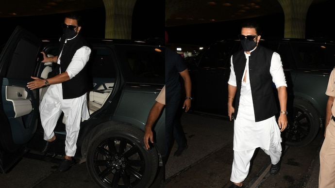 Amidst the controversy, Ranveer Singh remained low profile at the airport. (Credit: Yogen Shah) Ranveer Singh