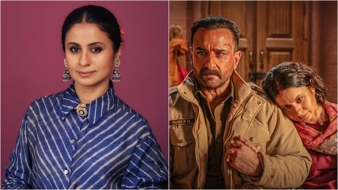 Rasika Dugal (left) is paired opposite Saif Ali Khan (right) in Kartavya. (Credit: Instagram/@rasikadugal) Rasika Dugal