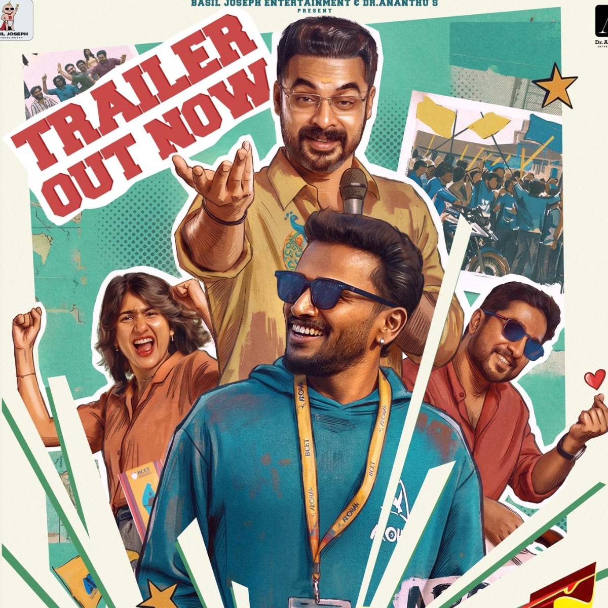 Riya Shibu, Basil Joseph, Vineeth Sreenivasan, Tovino Thomas