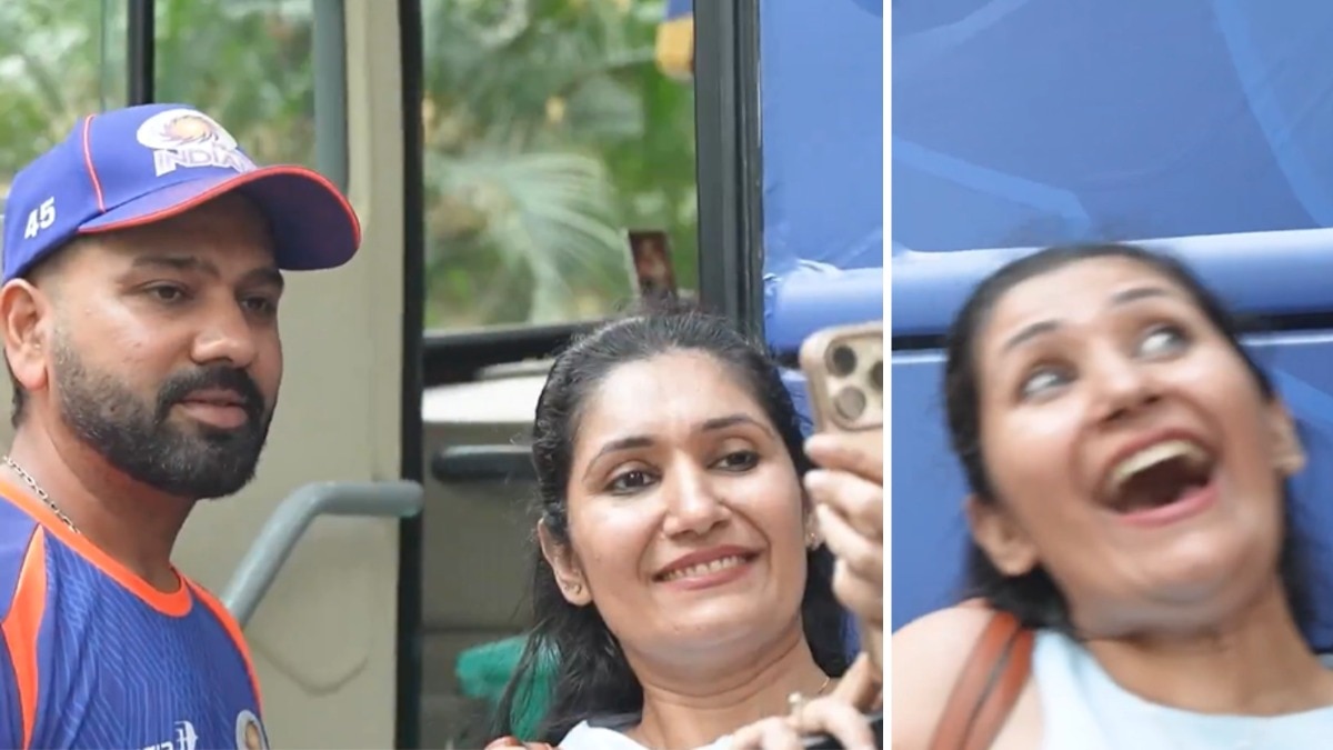 Rohit Sharma's awkward reaction as fan goes into meltdown after selfie: Watch