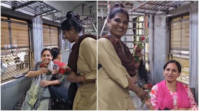 Roses for women passengers as Mumbai’s ladies special local turns 34 (Photos: DRM - Mumbai Central, WR/X) mumbai ladies special local
