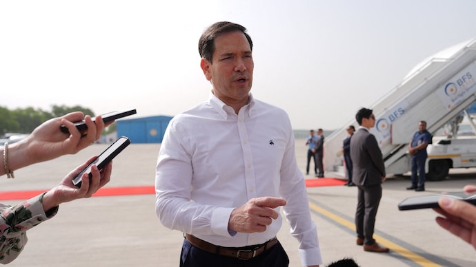 United States Secretary of State Marco Rubio speaks to the journalists before boarding his plane in New Delhi. (Photo: Reuters) United States Secretary of State Marco Rubio speaks to the journalists before boarding his plane in New Delhi. (Photo: Reuters)