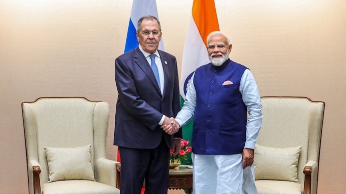 Prime Minister Narendra Modi during a meeting with Russian Foreign Minister Sergey Lavrov Russia India