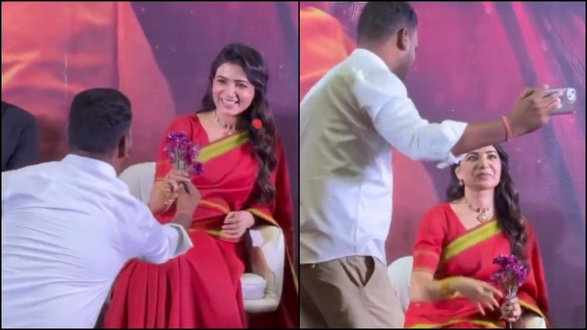 Samantha left blushing after fan surprises her with flowers on stage. Watch