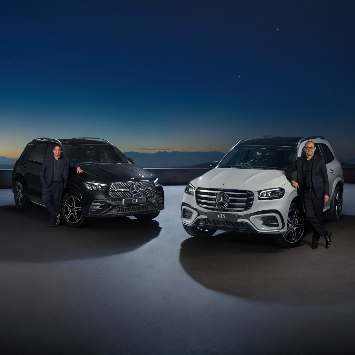 Santosh Iyer, MD and CEO and Brendon Sissing VP, Sales and Marketing, Mercedes-Benz India with GLE and GLS Night Edition.