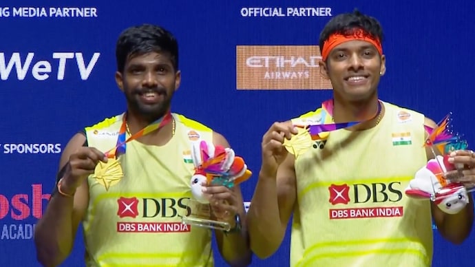 Satwiksairaj Rankireddy and Chirag Shetty win the Singapore Open men's double title (Screen grab from JioStar) Satwiksairaj Rankireddy, Chirag Shetty