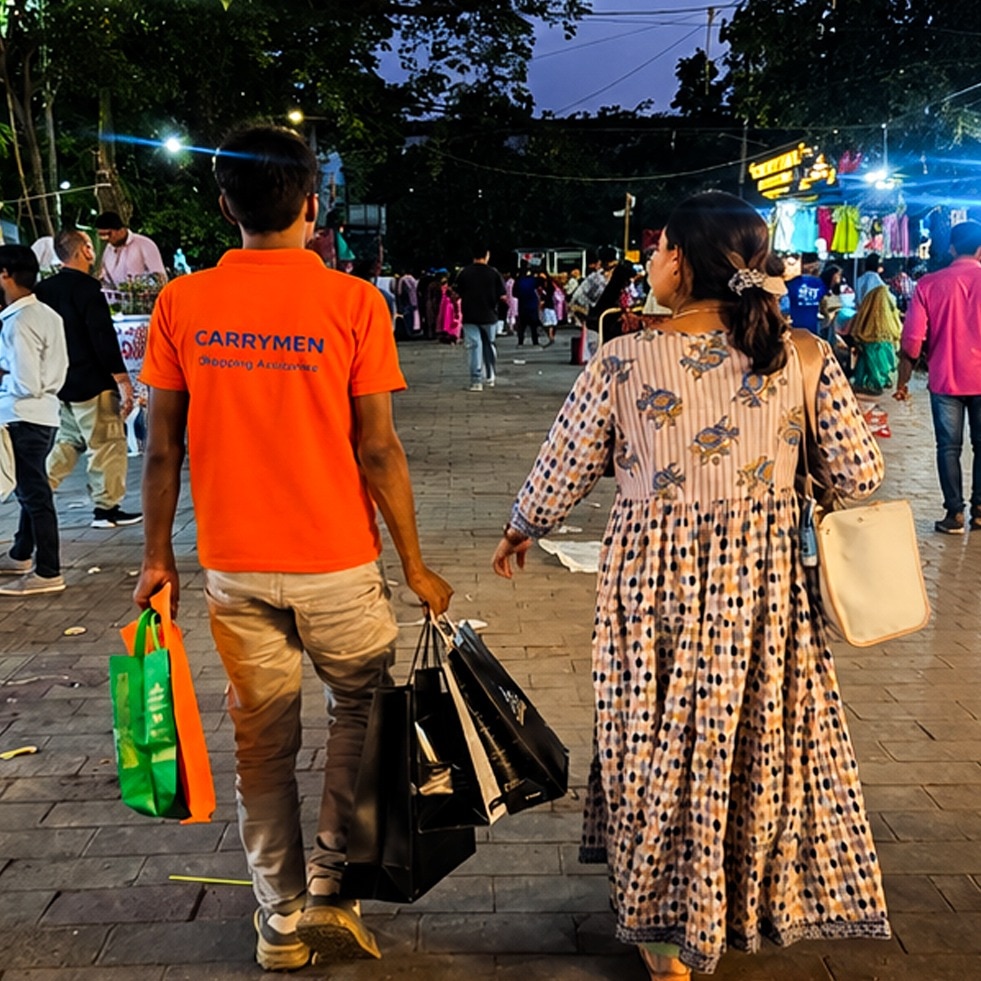 shopping assistant carrying bags