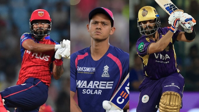 PBKS, KKR and RR are still fighting for the fourth playoff spot. Courtesy: Reuters Shreyas Iyer, Yashasvi Jaiswal, Ajinkya Rahane