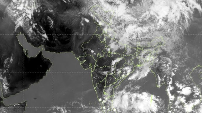 A satellite image shows a weather system converging all over Northern India. (Photo: IMD) Some storms, some heat: What India's weather has in store