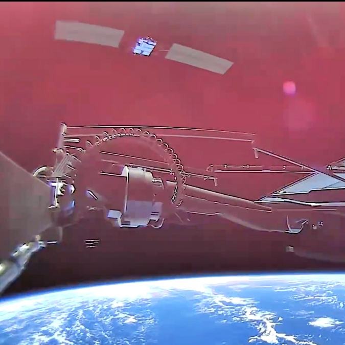 Video: One Starlink satellite captures another moments after launch
