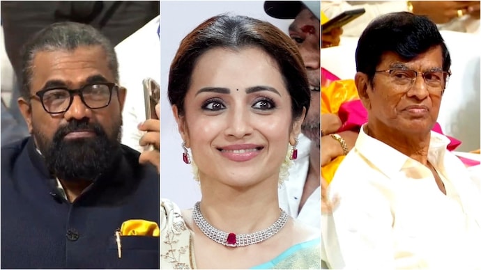 KL Narayan, Trisha and SA Chandrashekhar among others attended the function. (Credit: PTI) Stars at Vijay's swearing-in
